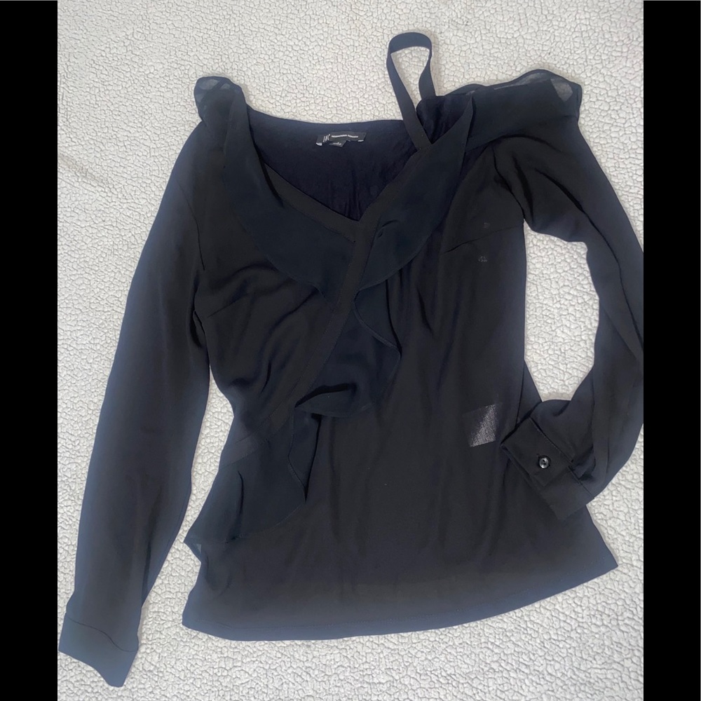 INC RUFFLE LONG SLEEVE DRESS TOP STRAPPY - SMALL